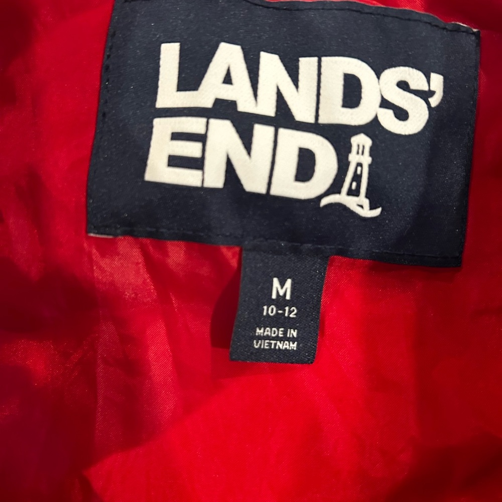 Red Plaid Tartan Lands End Puffer Vest - Picture 4 of 5